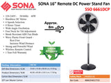 Sona SSO 6661DCP | 6663DCP | 6669DCP Remote DC Power Stand Fan 16, 18,20 Inch - 3 Sizes Available