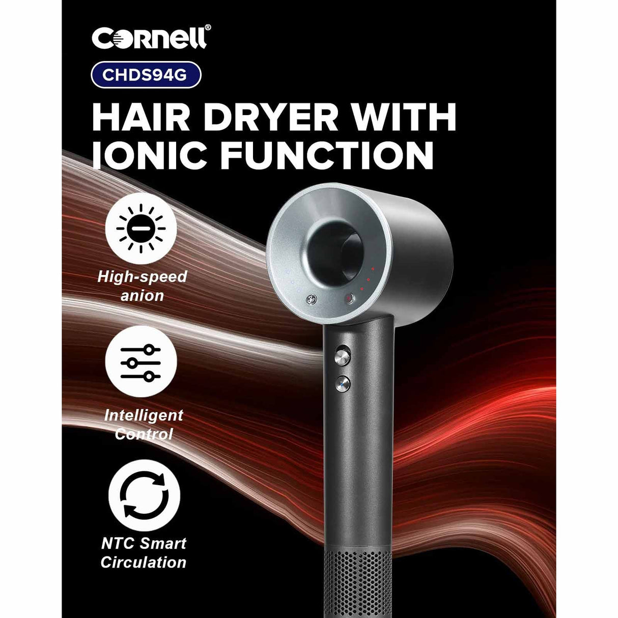 Cornell CHDS94G Hair Dryer with Ionic Function App