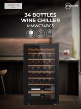 Mayer MMWC34BCS Wine Chiller Triple Glass with Anti-UV 34 Bottles