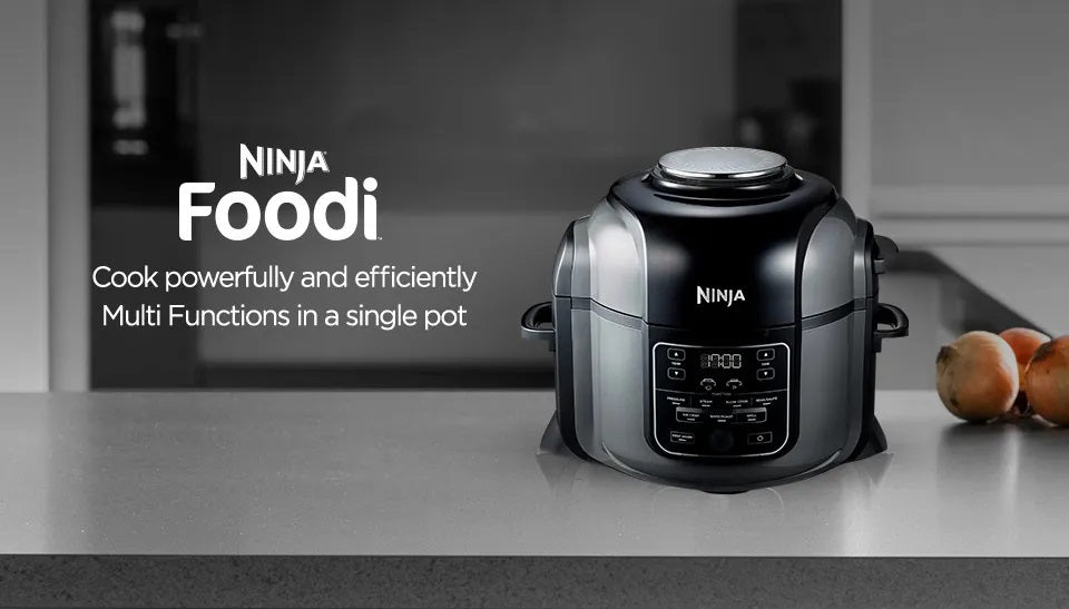 Ninja OP300 Foodi 8 in 1 Multi cooker in one pot, Pressure cooker, Broil, Dehydrate, Slow Cooker, Air Fryer, Grill, Sear/Saute, Steam & More, with 6L Capacity and Recipe Book