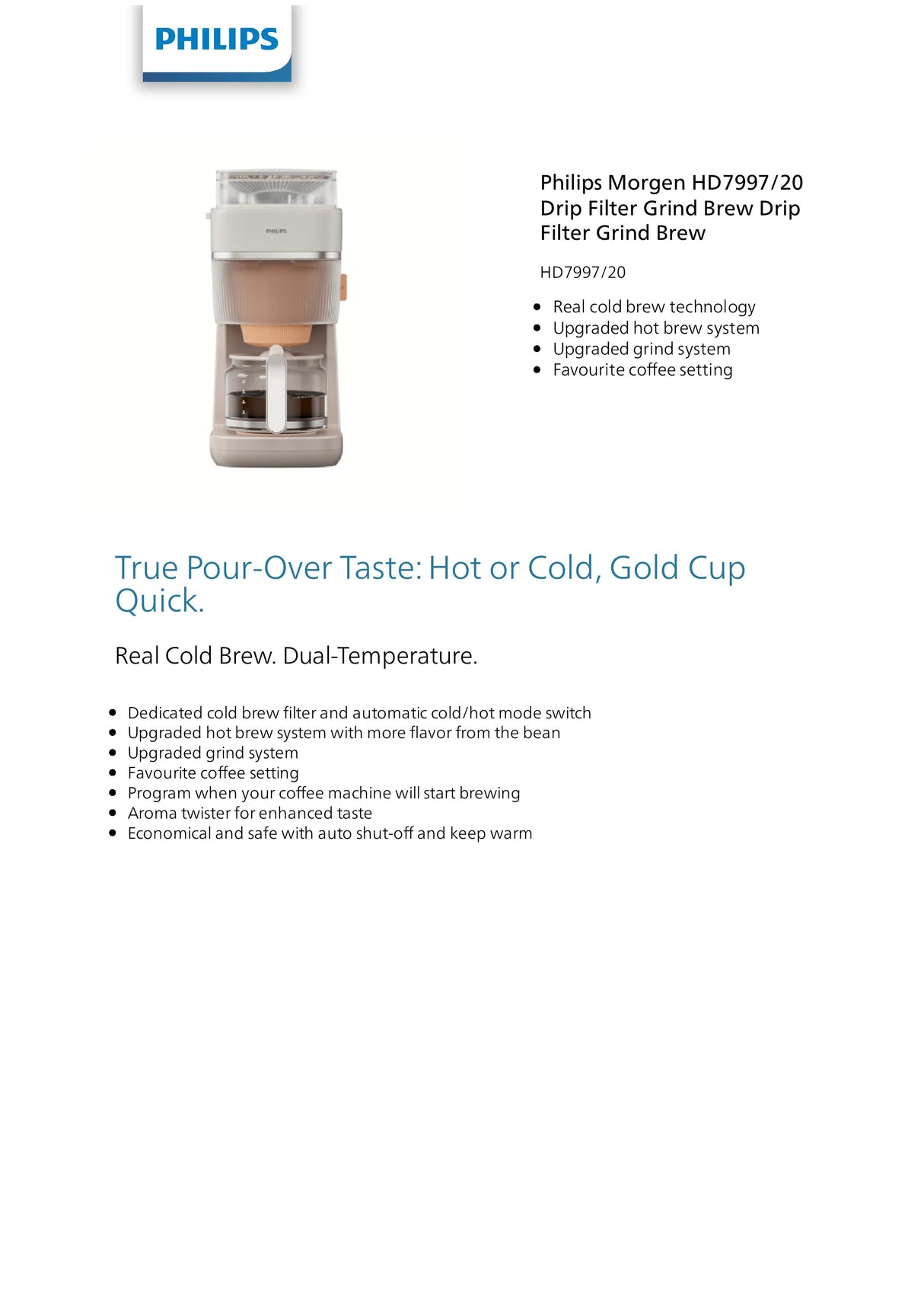 Philips HD7997/20 Hot and Cold Automatic Grinder Drip Coffee Machine