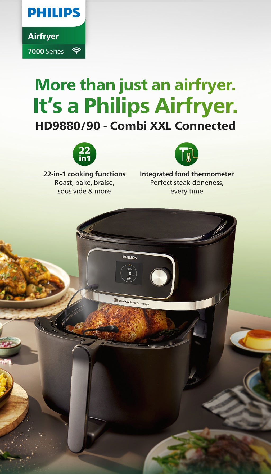 Philips HD9880/90 Airfryer Combi XXL Connected 7000 Series 8.3L