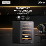 Mayer MMWC20BCS Wine Chiller Triple Glass with Anti-UV 20 Bottles