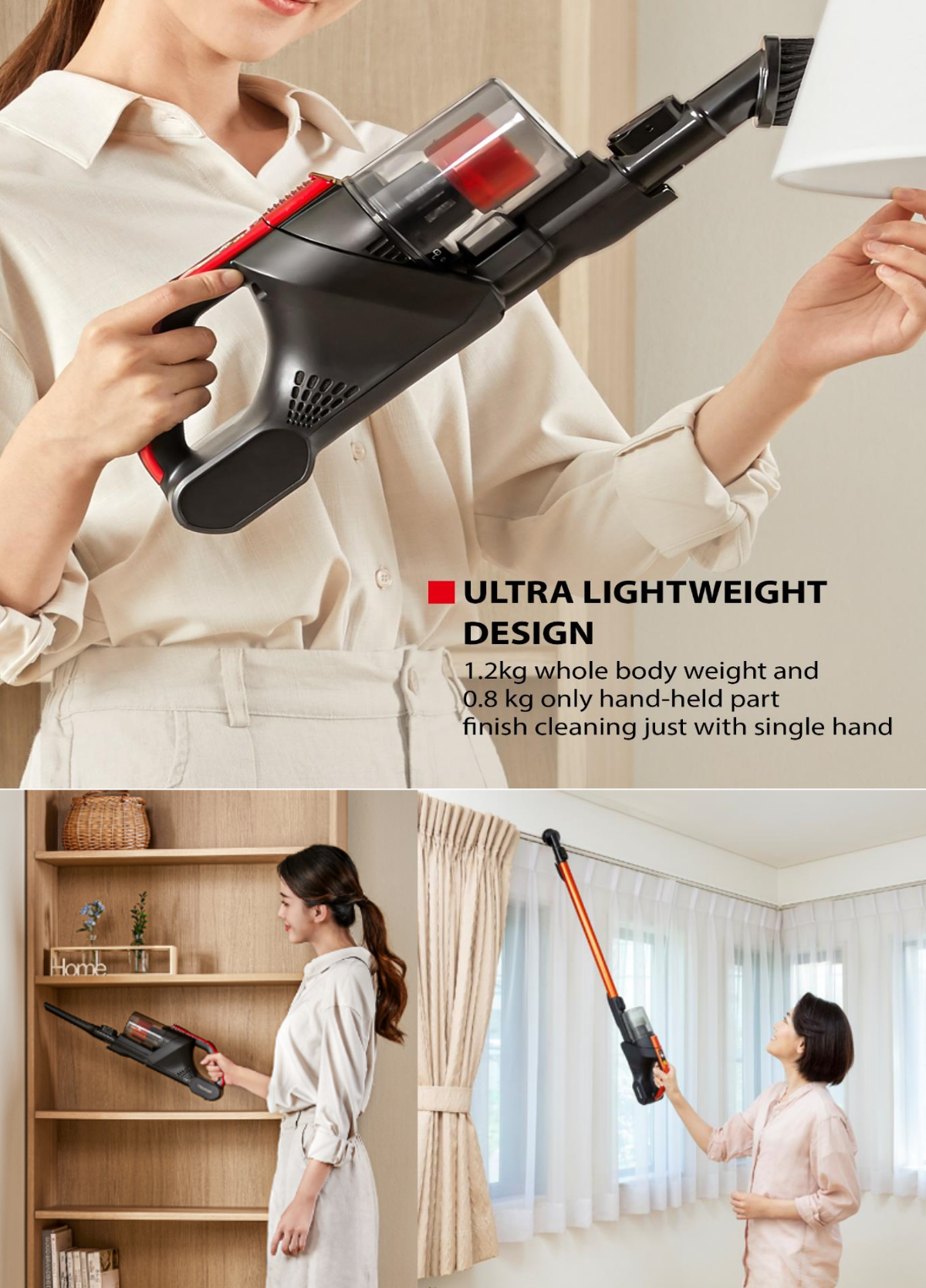 Toshiba VC-CLS1BF(R) Ultra Light Weight Hand Stick Vacuum Cleaner