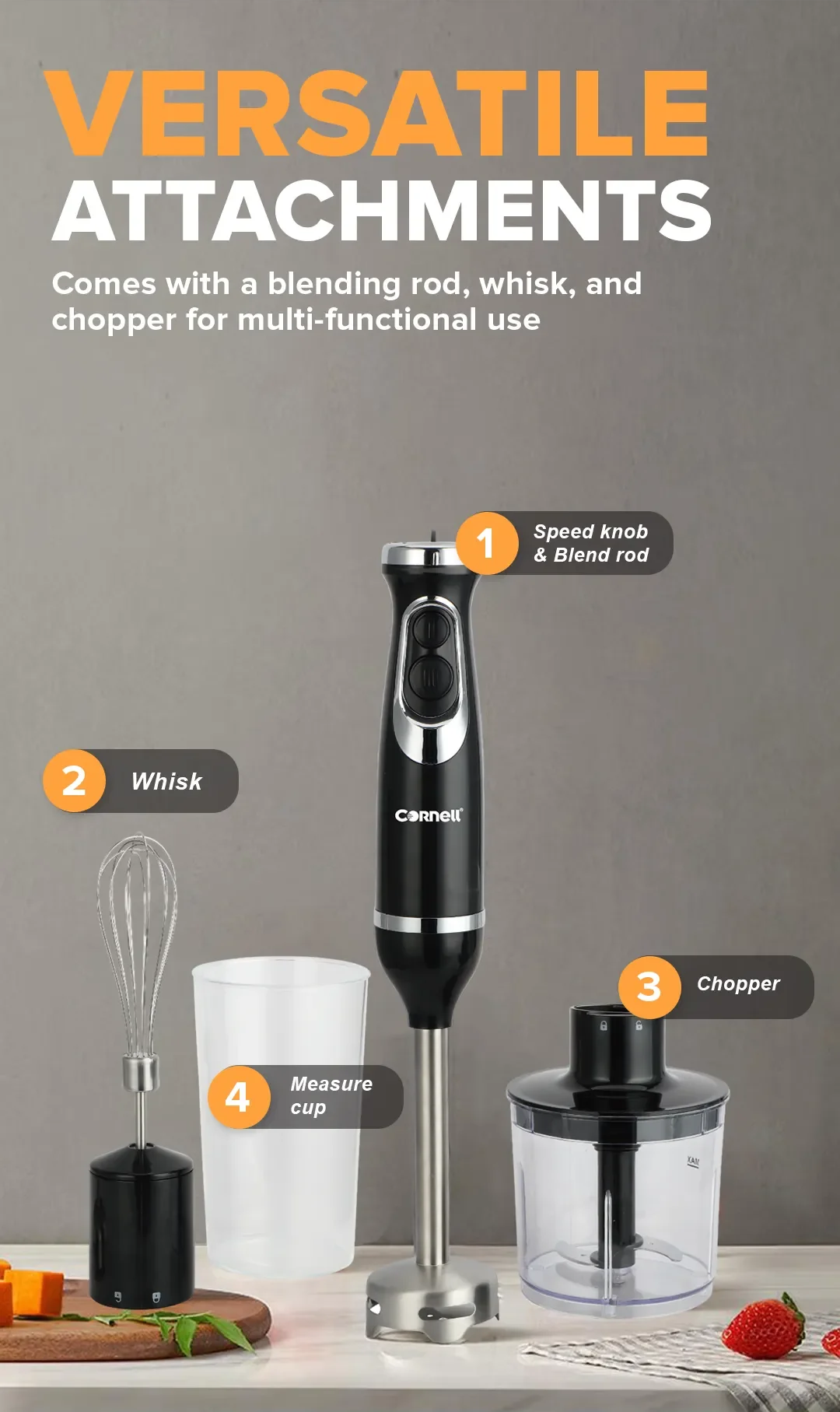 Cornell CHBS601BK 9 Speed Immersion Hand Blender Set