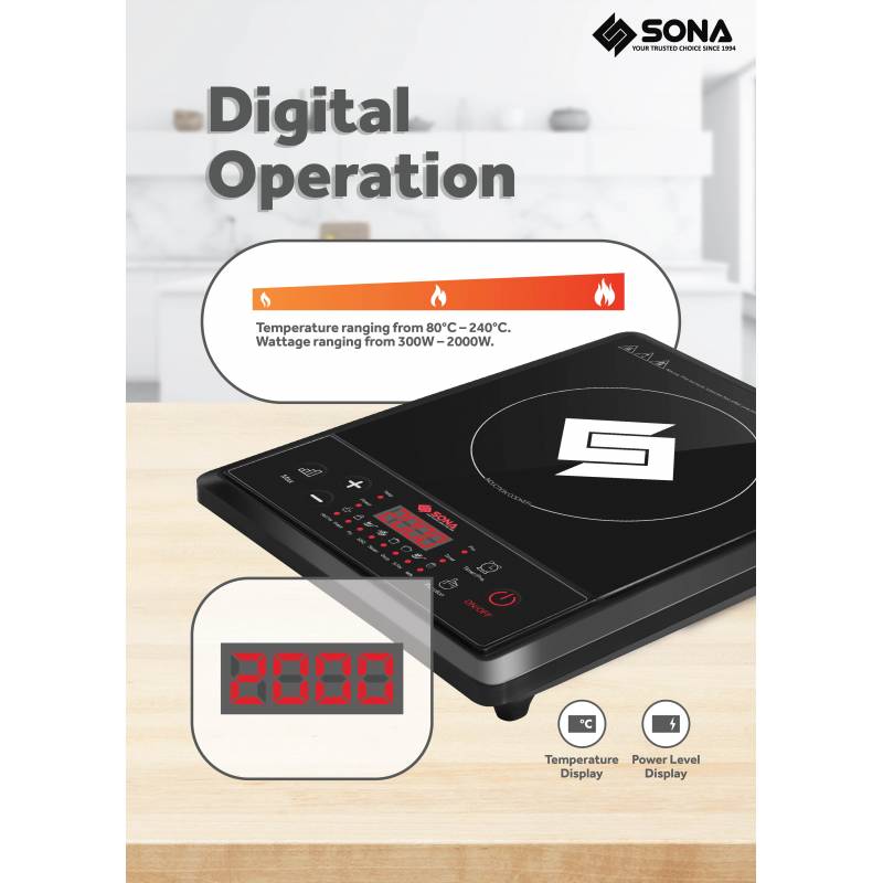 Sona SIC 8655 | SIC8655 Multi-Function Induction Cooker 2000W with Free Pot