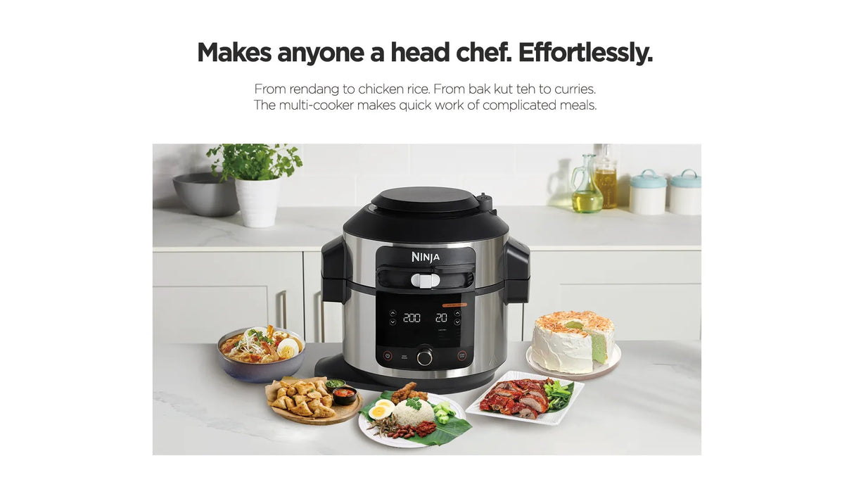 Ninja OL550 Foodi 11 in 1 SmartLid Multi cooker in one pot with 6L Capacity and Recipe Book