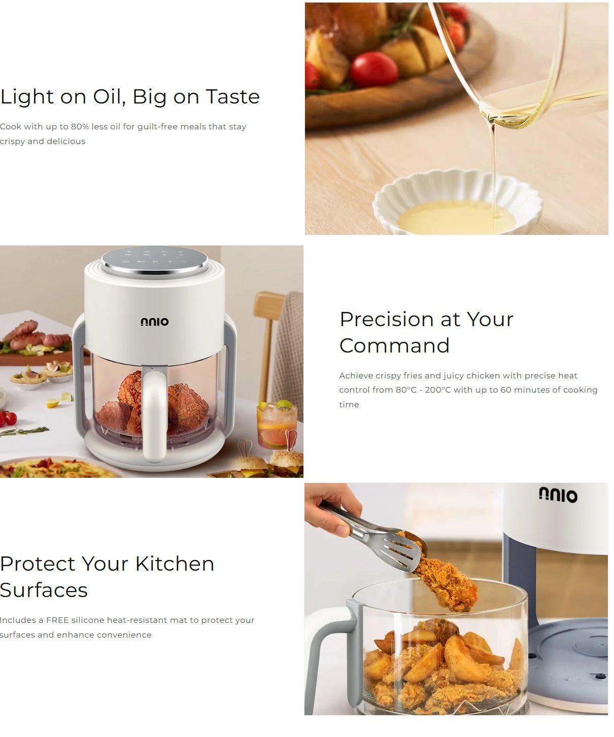 NNIO N4090GAF Digital Glass Air Fryer 4L