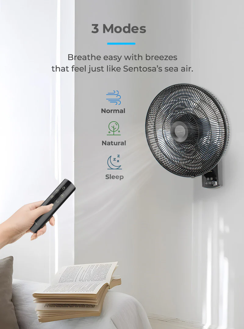 Mistral MWF1697DR Matt Black Gen 1 DC Wall Fan with Remote 16 Inch