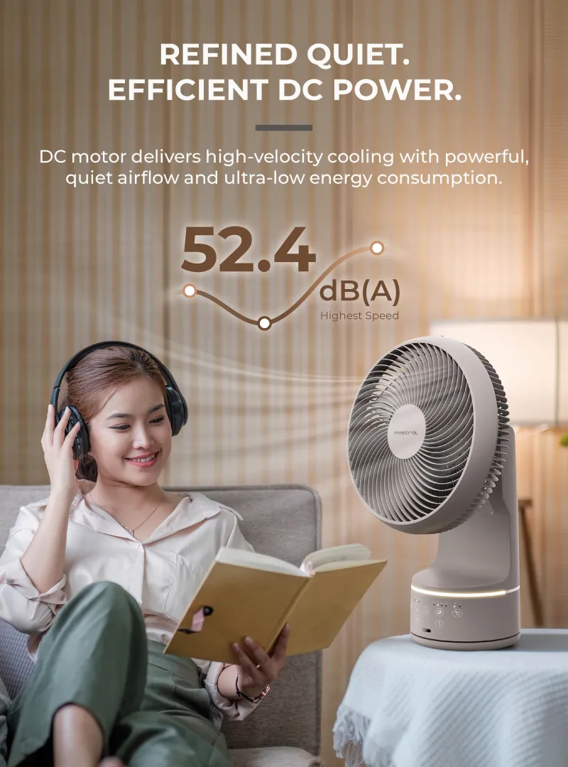 Mistral MHV1087DR DC High Velocity Desk Fan with Remote 10 Inch