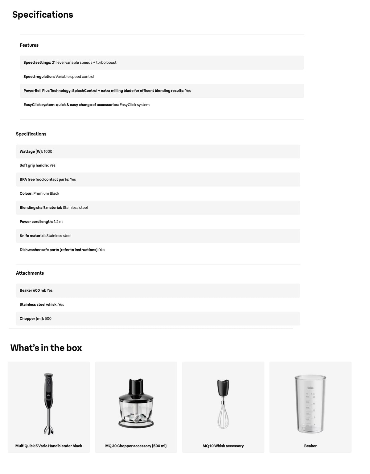 Braun MQ5235 MultiQuick 5 Vario Hand Blender 1000W
