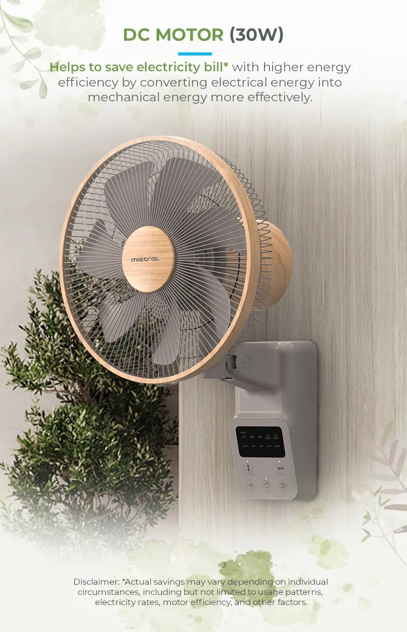 Mistral MWF1454DR-G DC Wall Fan with Remote 14 Inch