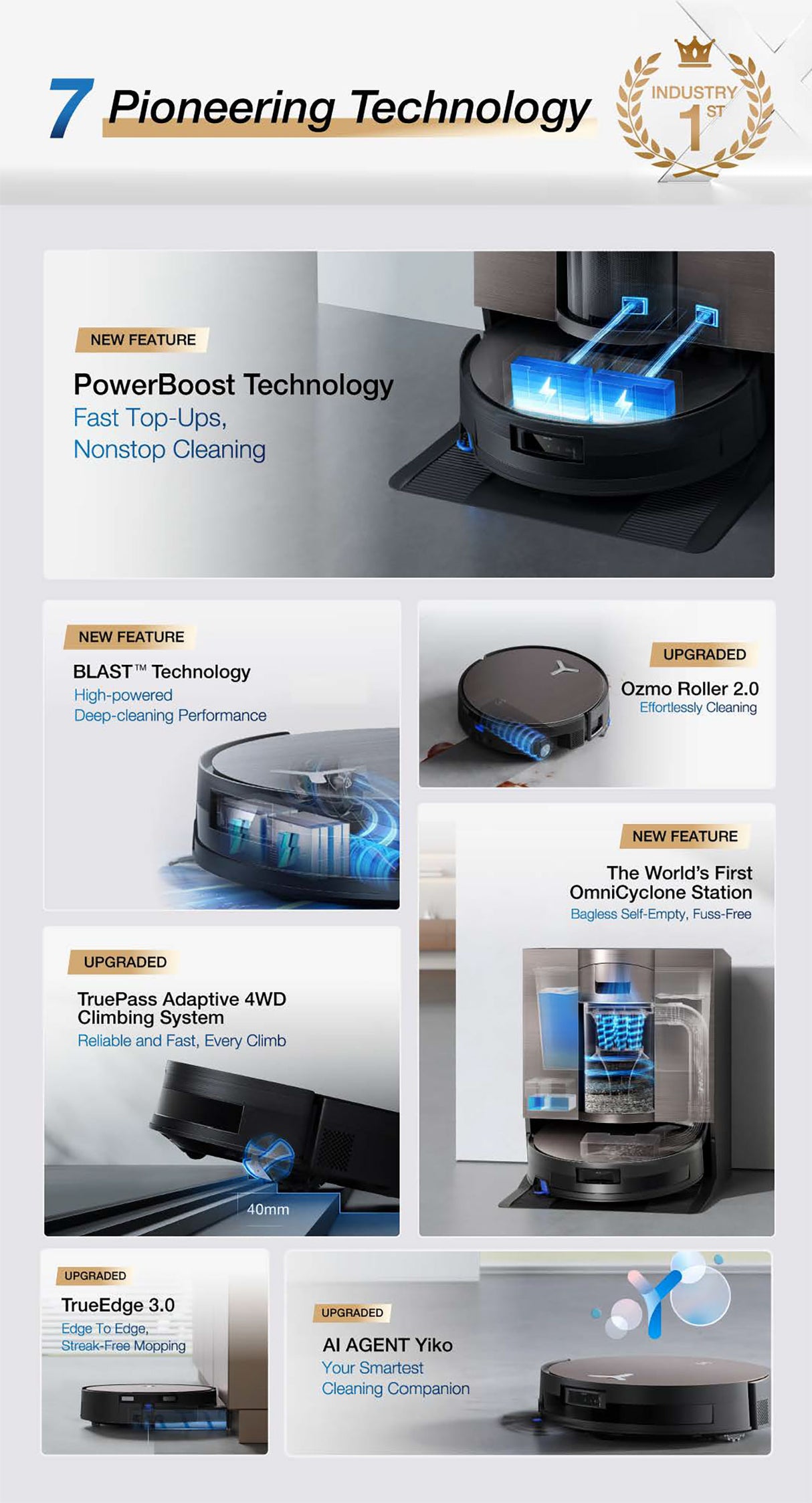 FREE 1 x Cleaning Solution + 1 x Antibacterial Buddy Kit - ECOVACS Deebot X11 OmniCyclone DEX99-1 Robotic Vacuum Cleaner