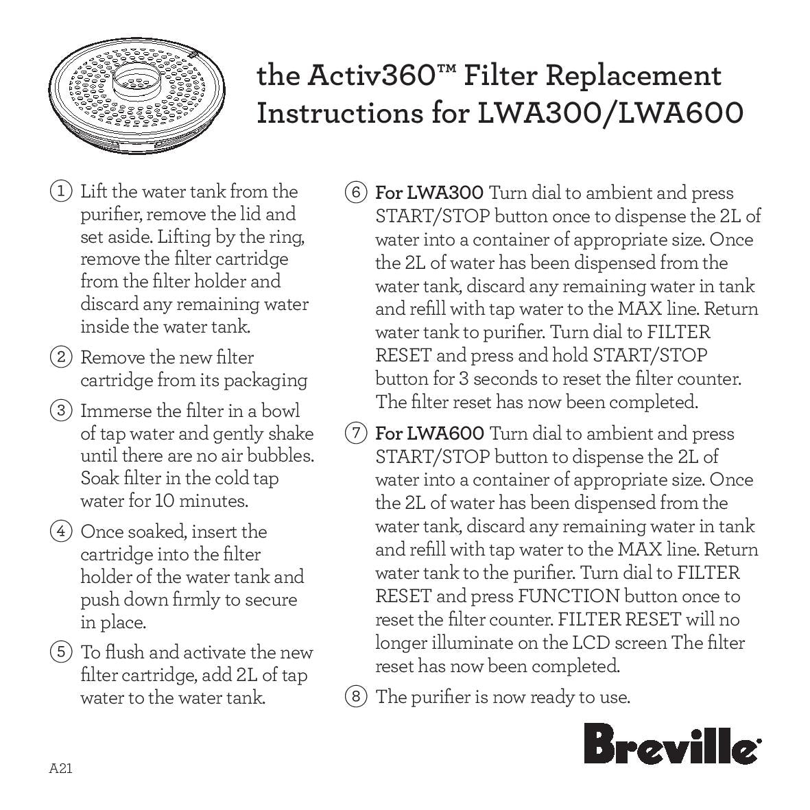 Breville LWA063WH the Activ360™ Filter - For Model LWA200BSS