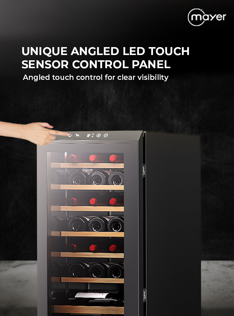 Mayer MMWC34BCS Wine Chiller Triple Glass with Anti-UV 34 Bottles