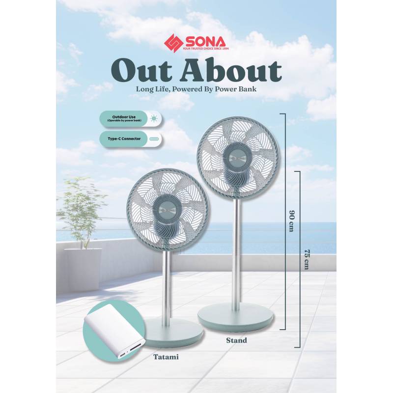Portable Dc Fan Sona SFS 9002TL | SFS9002TL Remote Portable DC Fan 12 Inch – ET SOUND ...