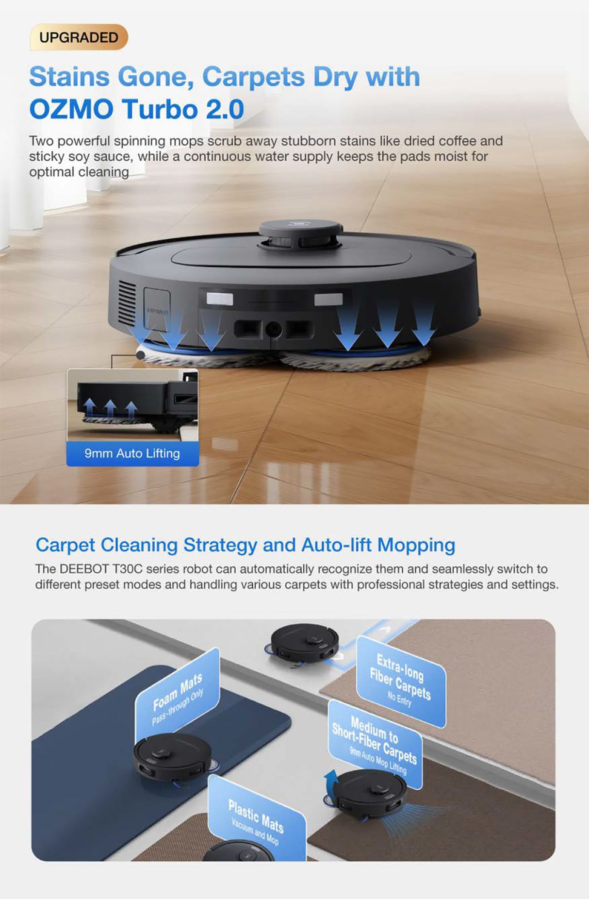 FREE 1 x Cleaning Solution + 1 x Antibacterial Buddy Kit - ECOVACS T30C MAX DLX71 Omni Robotic Vacuum Cleaner - 2 colors are available