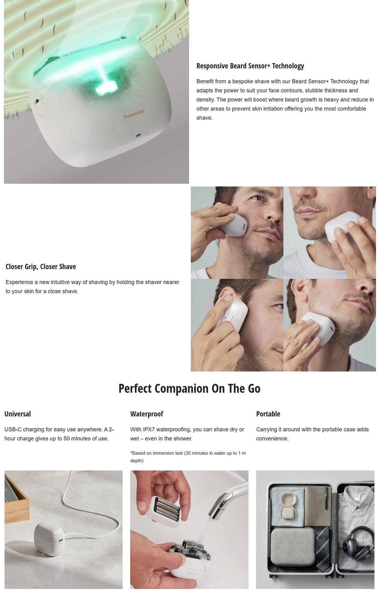 Panasonic ES-PV6A 5-Blade Palm-Sized Wet and Dry Rechargeable Shaver - Made in Japan