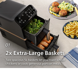 Philips NA462/79 Airfryer 4000 Series Stacked Dual Basket Airfryer | Vertical RapidAir | Cooking Windows | 10L (5 + 5L)