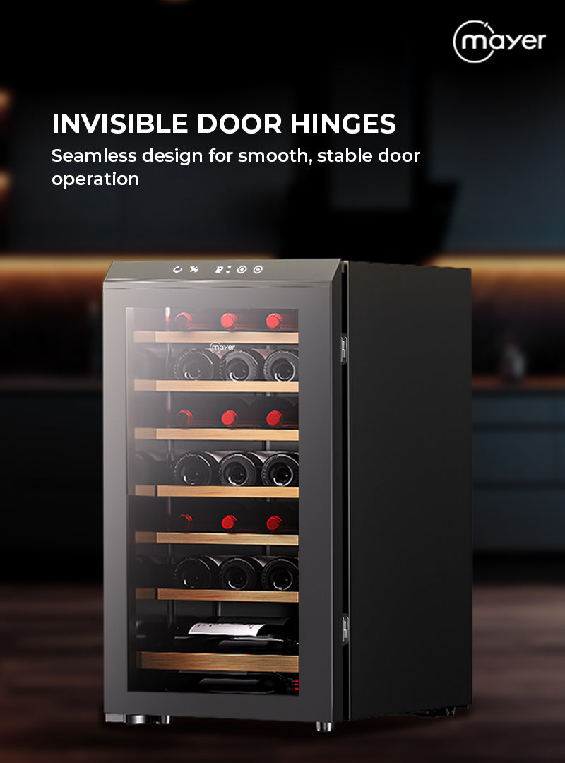 Mayer MMWC34BCS Wine Chiller Triple Glass with Anti-UV 34 Bottles