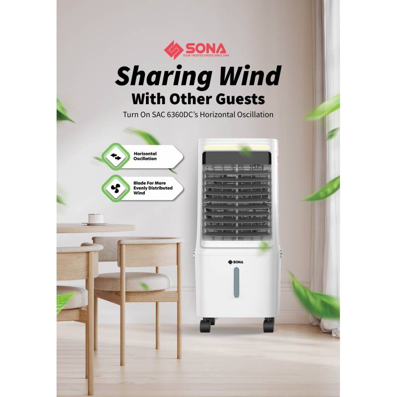Sona SAC 6360DC | SAC6360DC Remote 2-in-1 DC Motor Fan With Air Cooler 25L
