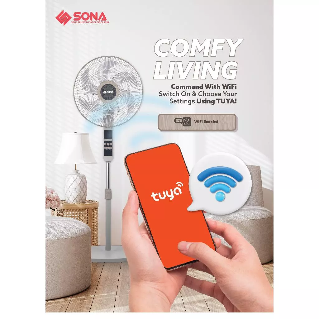 Sona SFS 9028DC | SFS9028DC Remote DC Stand Fan With WiFi 16 Inch