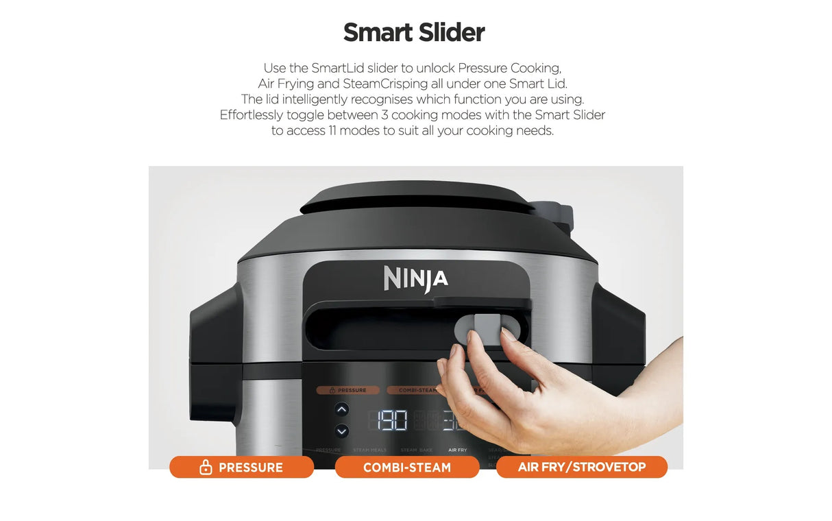 Ninja OL550 Foodi 11 in 1 SmartLid Multi cooker in one pot with 6L Capacity and Recipe Book