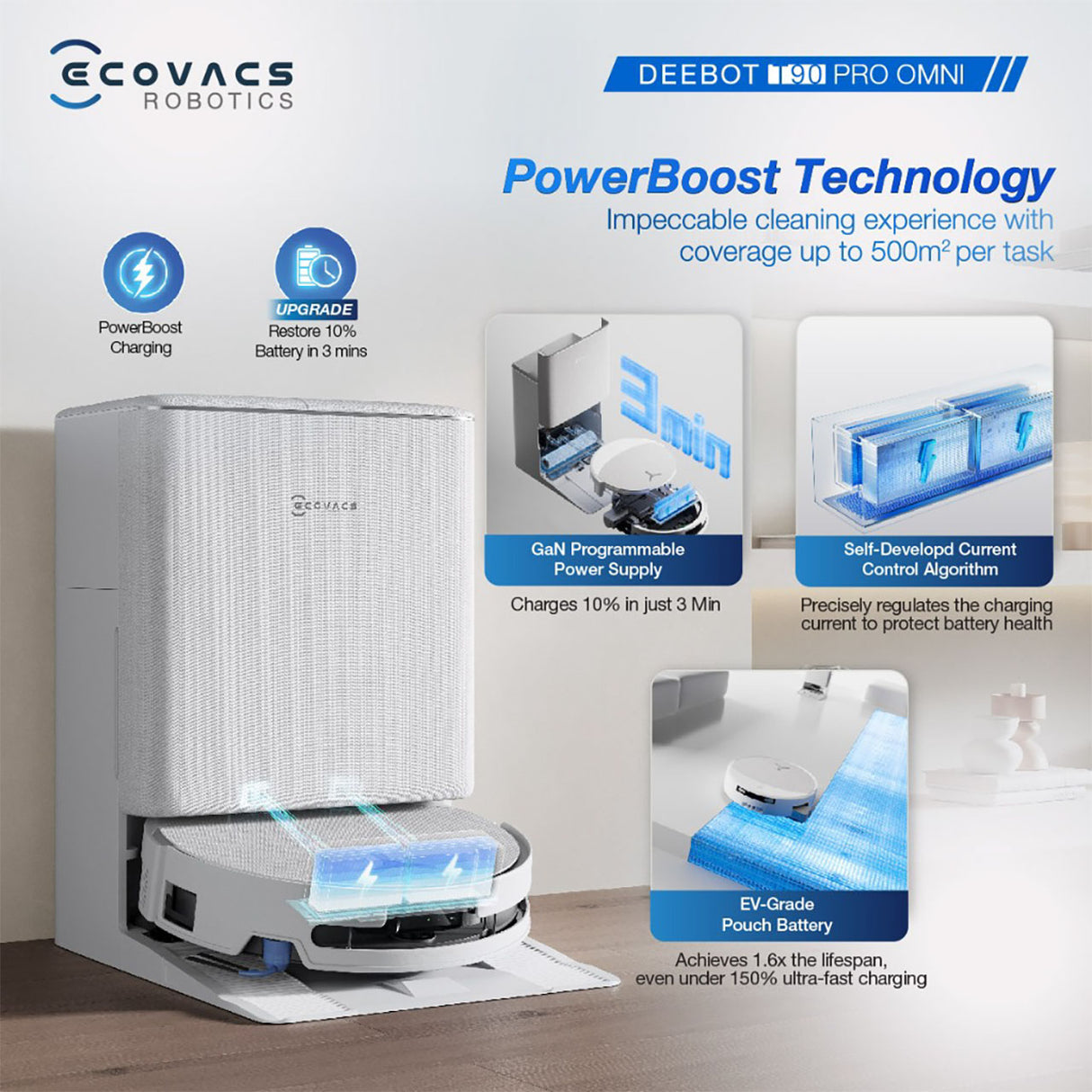 FREE 1 x Cleaning Solution + 1 x Antibacterial Buddy Kit - ECOVACS T90 PRO DEX95 Omni Robotic Vacuum Cleaner - 2 colors are available