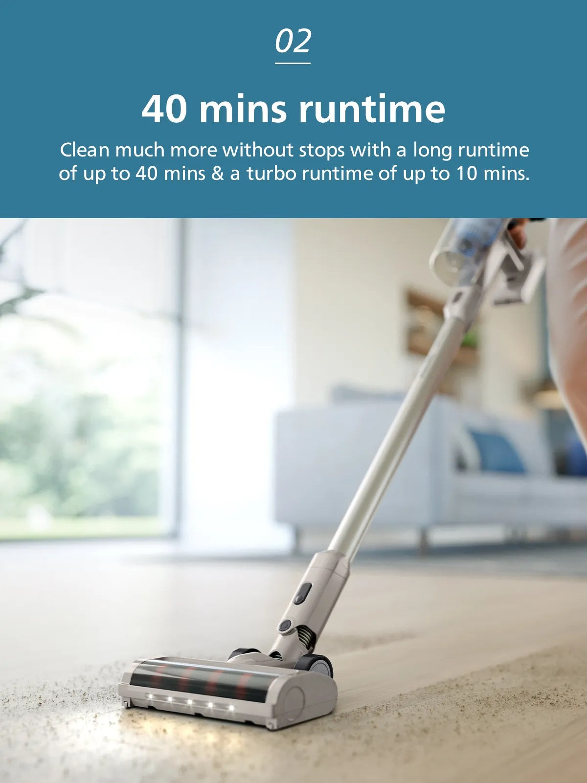 Philips XC2011/61 Cordless Vacuum 2000 Series Lightweight 1.5kg, LED Nozzle, 3 Layer Filtration