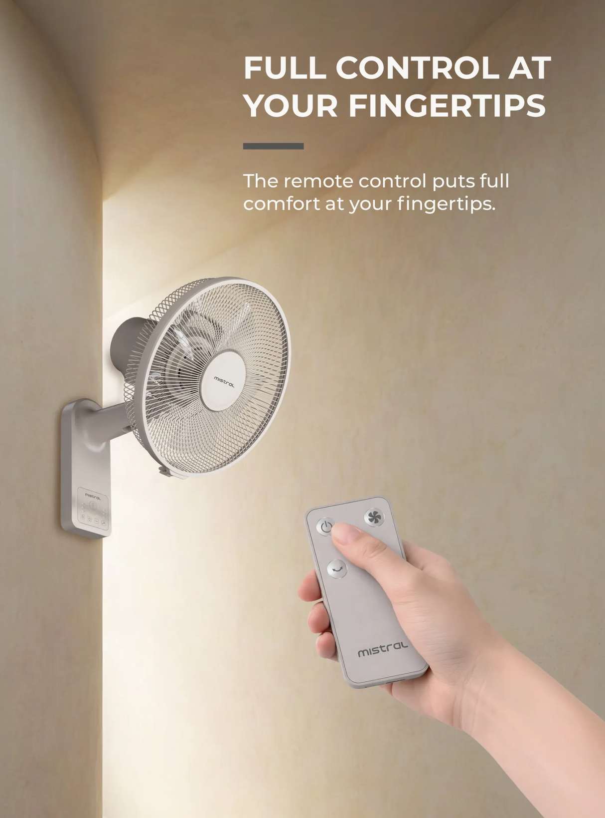 Mistral MWF1257DR DC High Velocity Detachable Wall Fan with Remote 12 Inch