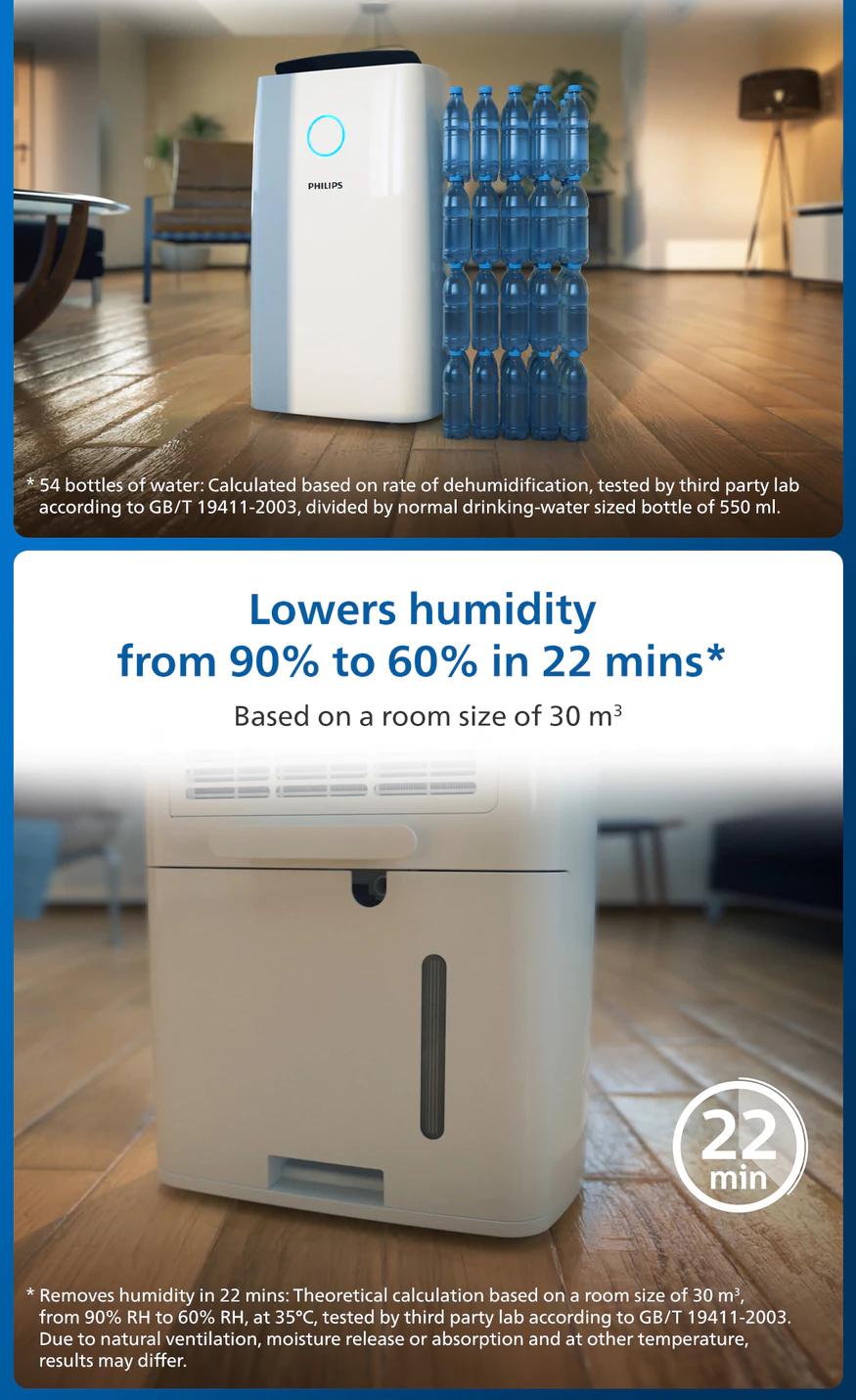 Philips DE3223/30 | DE3223 Series 3000 Air Dehumidifier with Aroma Dispenser - Dehumidify up to 30L per day