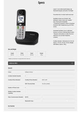 Panasonic KX-TGU410CXB Single Digital Cordless Phone with a large 2.1-inch Display