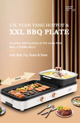 Iona GL3613 Tabletop BBQ Grill With Yuan Yang Hotpot | 2.5L Hotpot