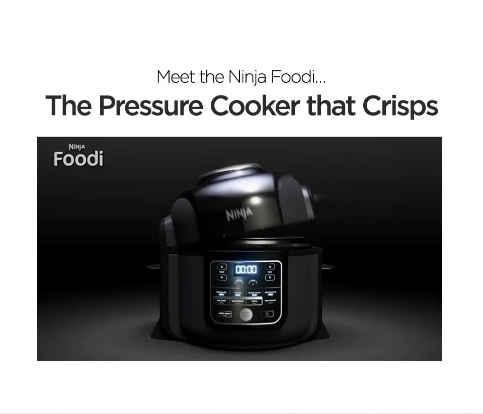 Ninja OP300 Foodi 8 in 1 Multi cooker in one pot, Pressure cooker, Broil, Dehydrate, Slow Cooker, Air Fryer, Grill, Sear/Saute, Steam & More, with 6L Capacity and Recipe Book