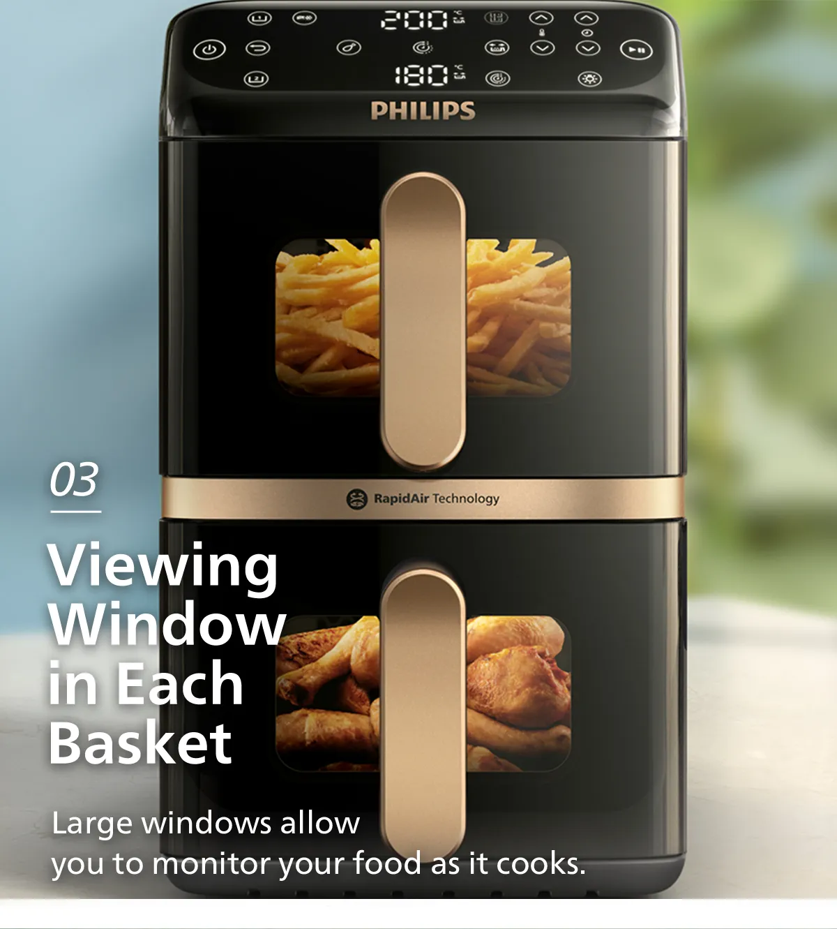 Philips NA462/79 Airfryer 4000 Series Stacked Dual Basket Airfryer | Vertical RapidAir | Cooking Windows | 10L (5 + 5L)
