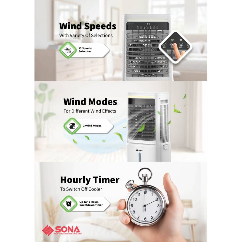 Sona SAC 6360DC | SAC6360DC Remote 2-in-1 DC Motor Fan With Air Cooler 25L