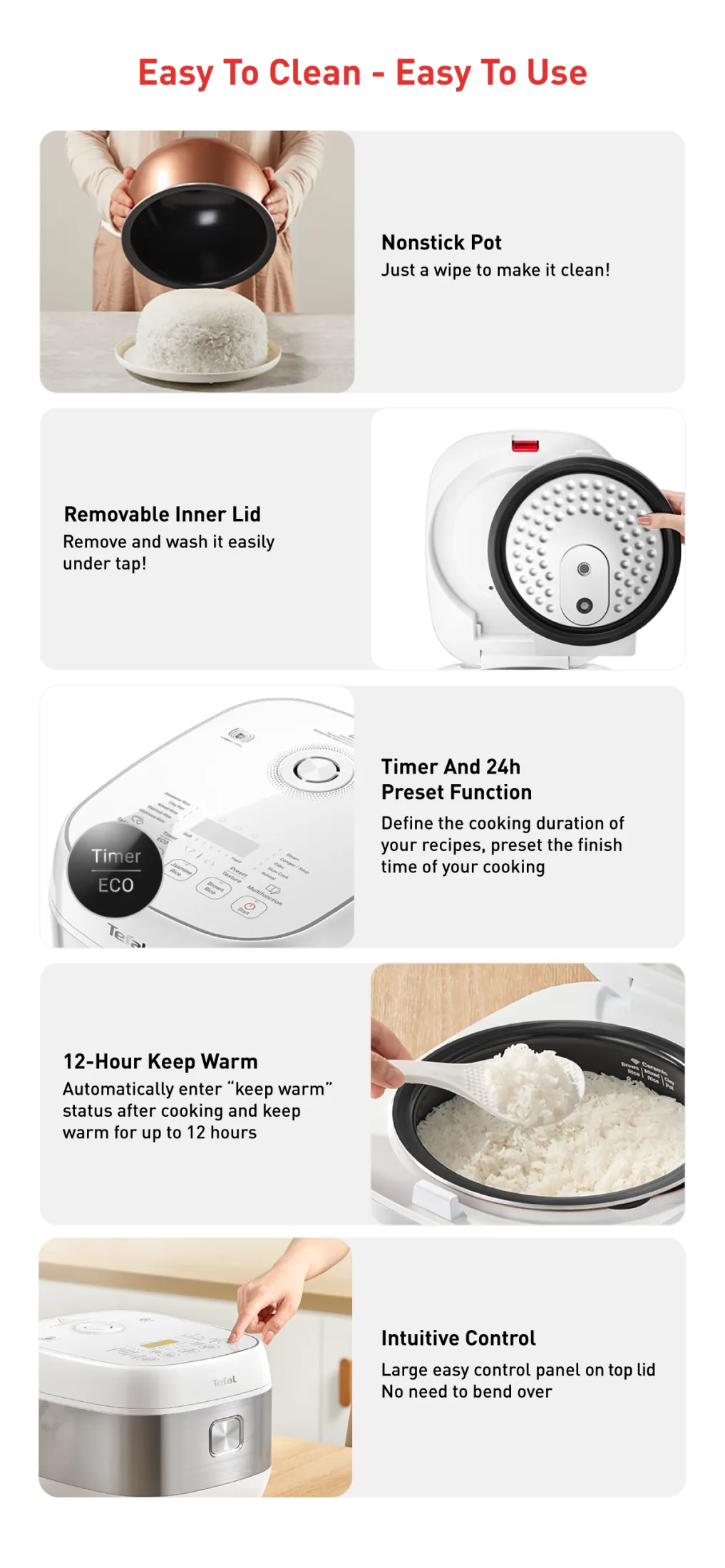 Tefal RK8131 Rice Master Induction Fuzzy Logic Rice Cooker – 14 Programs, 8 Cups, 1.5mm Ceramic Spherical Pot 1.5L