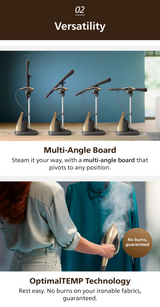 hilips AIS8540 | AIS8540/60 | All-In-One Ironing Solution Garment Steamer | Optimal TEMP-No Burns | Multi-angle Board