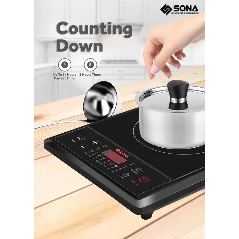 Sona SIC 8655 | SIC8655 Multi-Function Induction Cooker 2000W with Free Pot