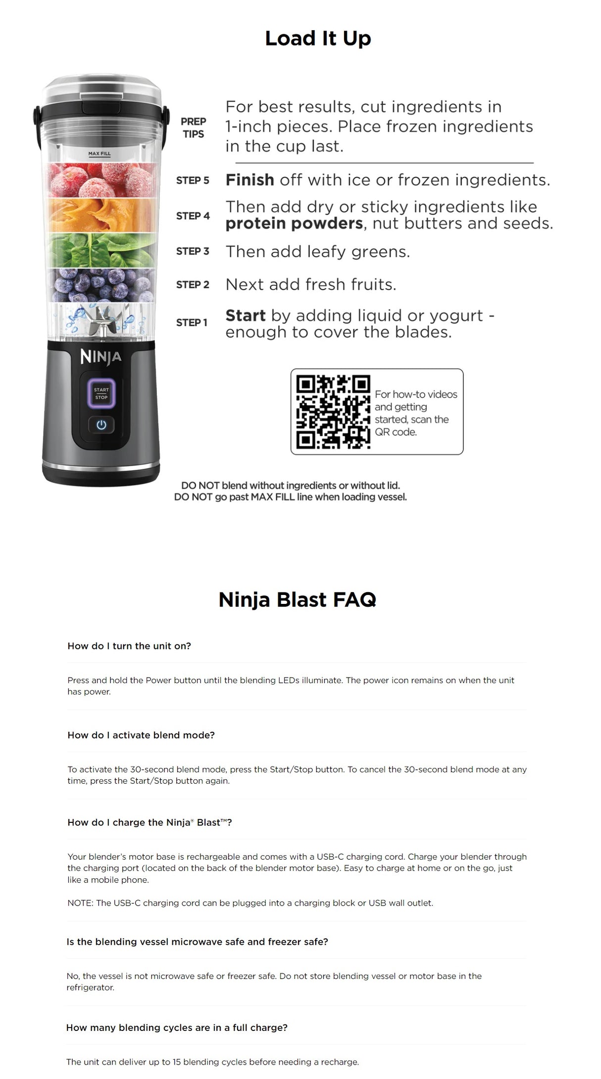 Ninja BC151SM Blast Portable Blender, 530ml, Rechargeable with USB-C Cord, Crushes Ice, lightweight, BPA Free