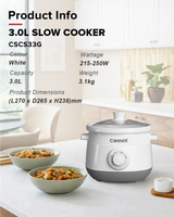 Cornell CSCS33G Slow Cooker with Ceramic Pot 3.0L