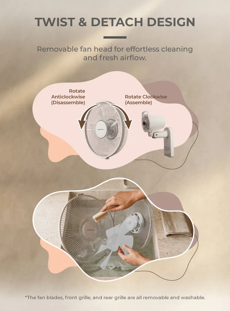 Mistral MWF1257DR DC High Velocity Detachable Wall Fan with Remote 12 Inch