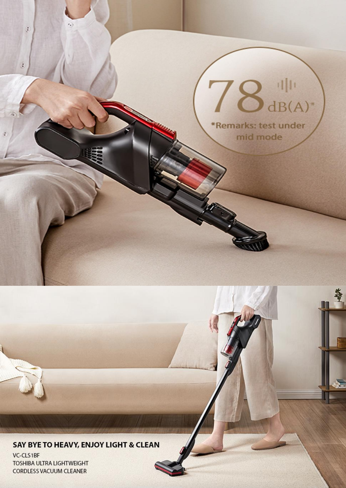 Toshiba VC-CLS1BF(R) Ultra Light Weight Hand Stick Vacuum Cleaner