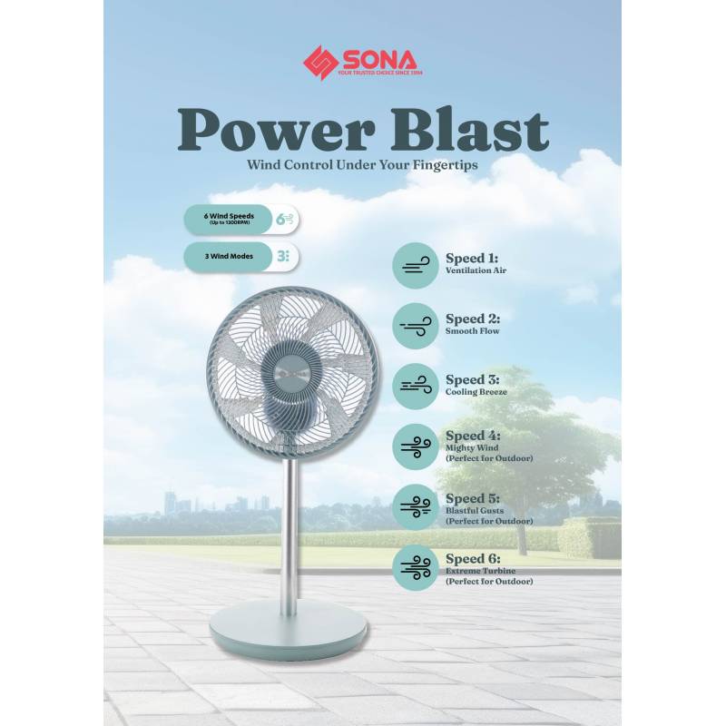 Sona SFS 9002TL | SFS9002TL Remote Portable DC Fan 12 Inch