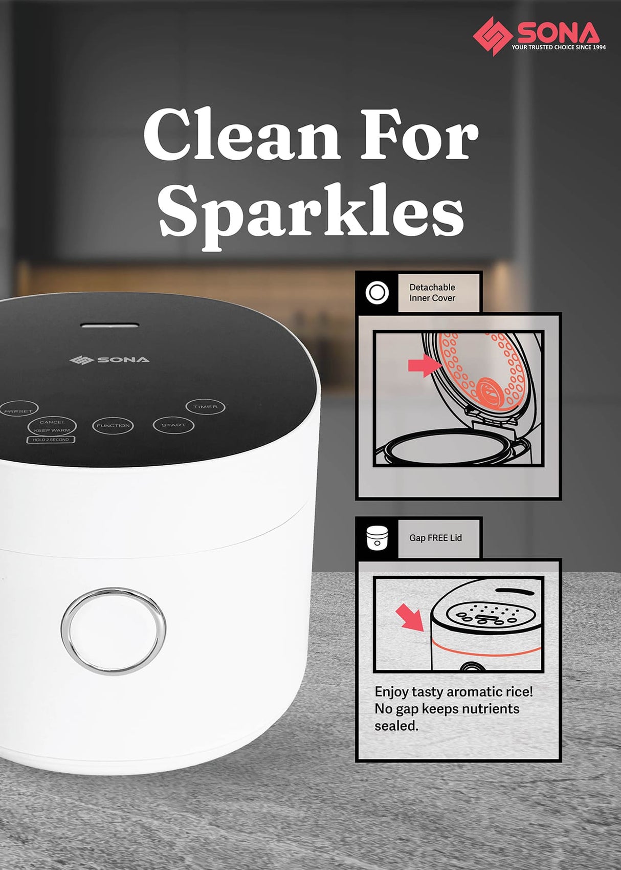 Sona SRC 2628 | SRC2628 Digital Rice Cooker 1.8L