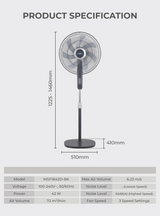 Mistral MSF1842D-BK DC Stand Fan 18 Inch