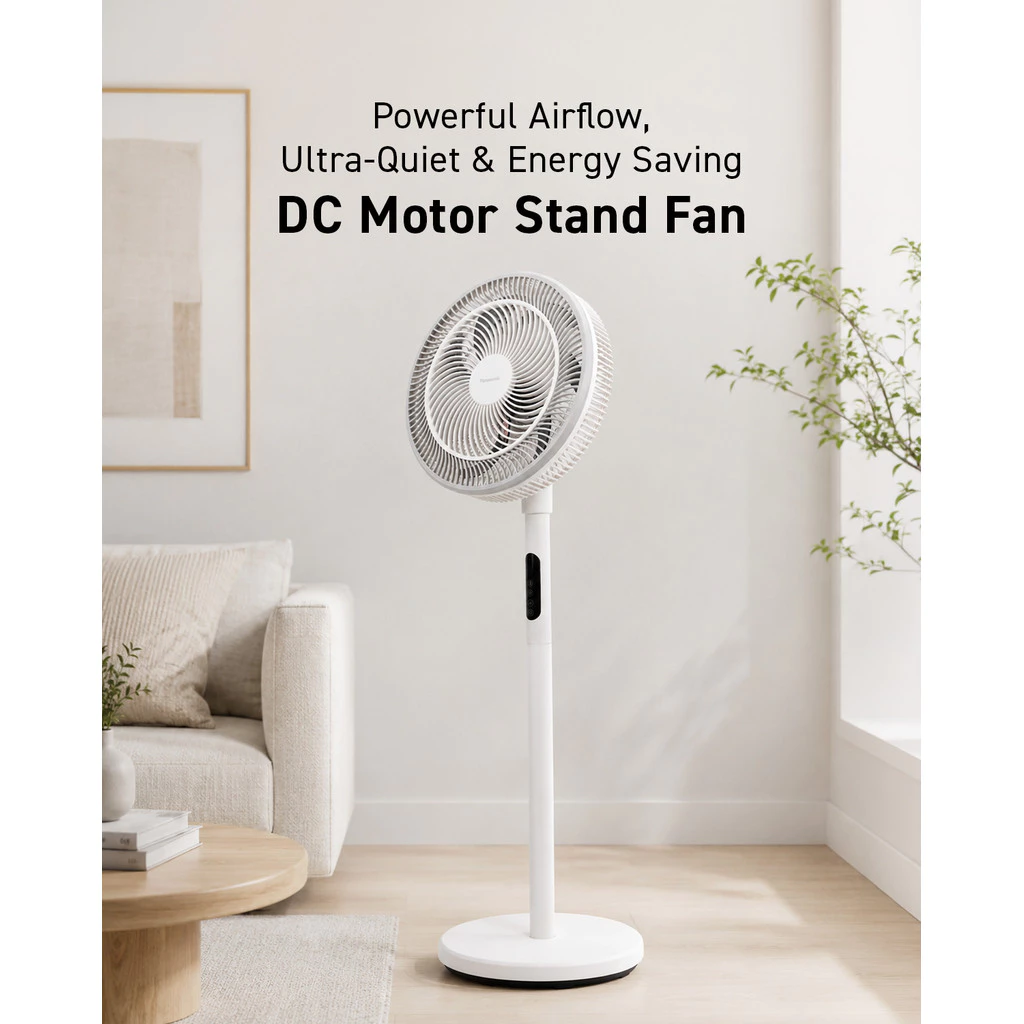 Panasonic F-30JLAWS Ultra-Quiet DC Motor Desk Fan Stand Fan | Adjustable Height 30cm 12 Inch