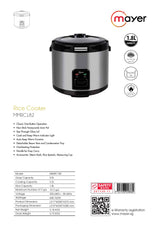 Mayer MMRC182 Rice Cooker 1.8L