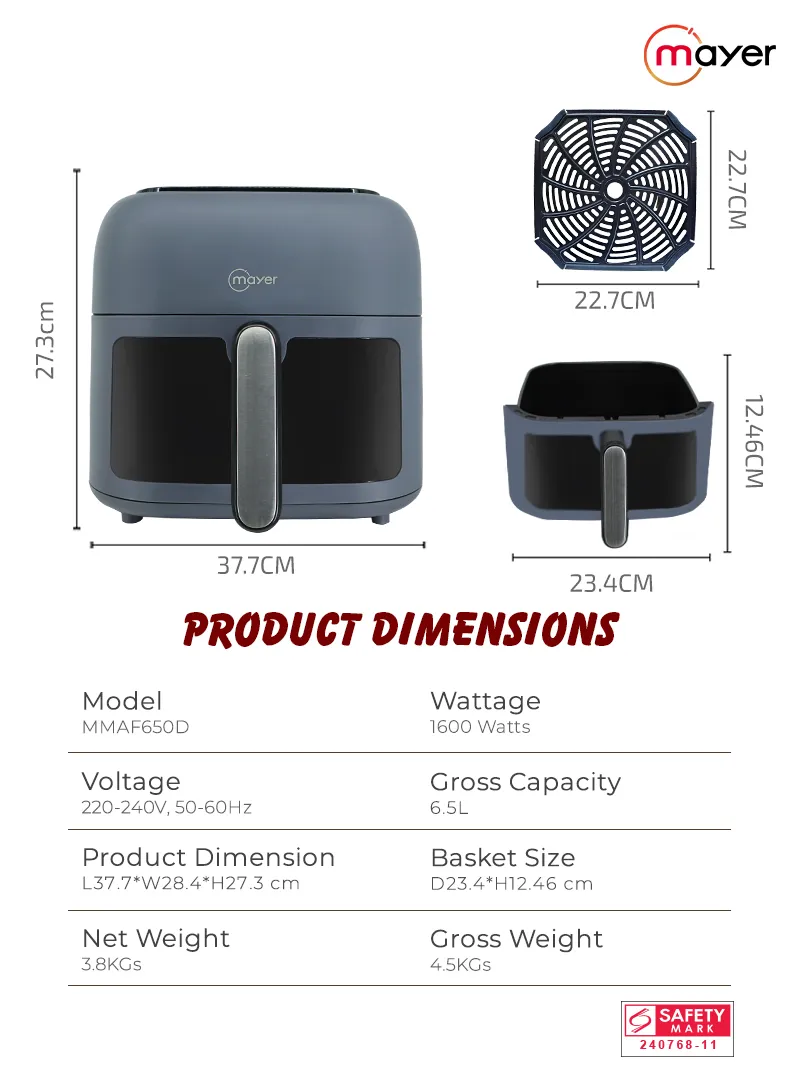 Mayer MMAF650D Ceramic Digital Air Fryer 6.5L