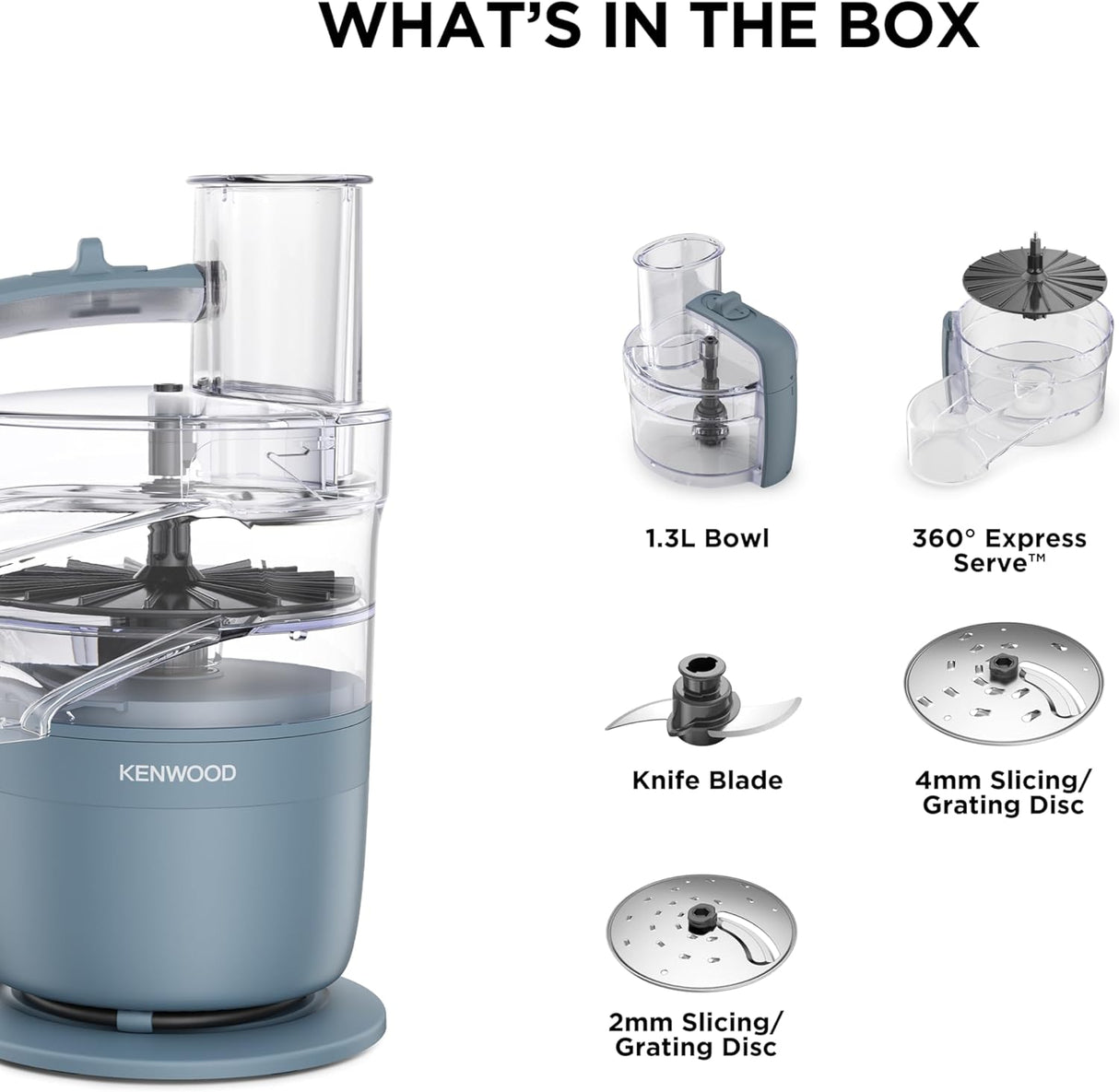 Kenwood FDP23.140GY MultiPro Go Food Processor, chop, knead, slice & grate, 900W